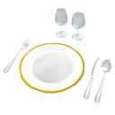 Plate, glasses and cutlery