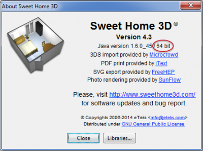 Sweet Home 3D 4.3 about dialog