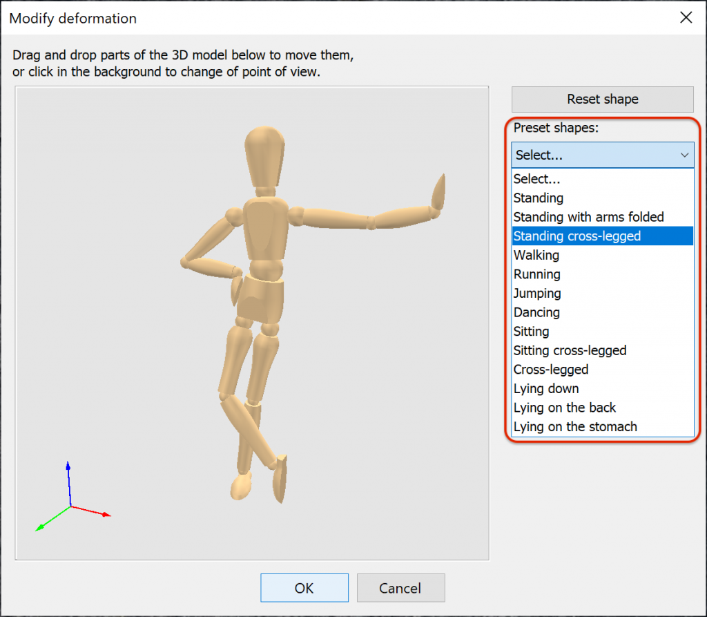 Mannequins preset postures
