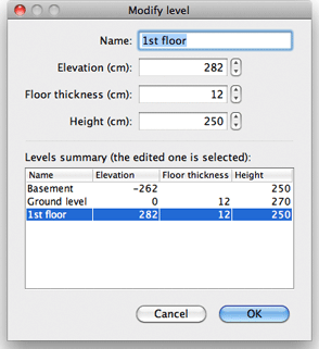 Sweet Home 3D 3.4. modify level
