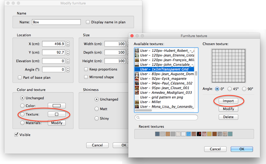 modify furniture texture