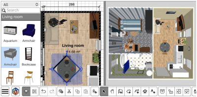 The version 6.6.2 of Sweet Home 3D JS Online was released last week-end with new dialog boxes which let you modifiy furniture, walls, rooms and other objects of your home plan.